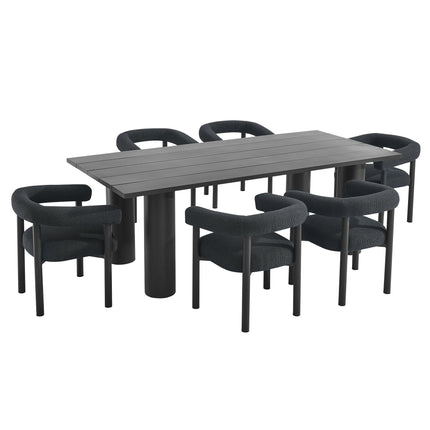 Modway EEI-7062 Nautica 7-Piece Rectangular Outdoor Patio Aluminum Dining Table and Chairs Set Modway