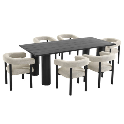 Modway EEI-7062 Nautica 7-Piece Rectangular Outdoor Patio Aluminum Dining Table and Chairs Set Modway