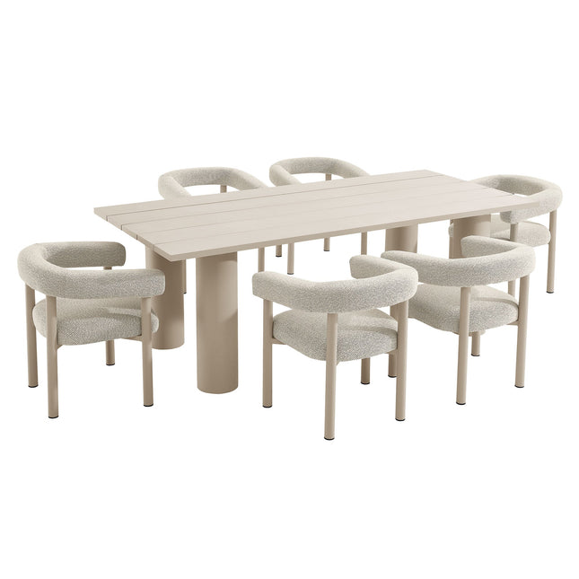 Modway EEI-7062 Nautica 7-Piece Rectangular Outdoor Patio Aluminum Dining Table and Chairs Set Modway