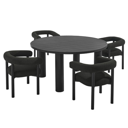 Modway EEI-7063 Nautica 5-Piece Round Outdoor Patio Aluminum Dining Table and Chairs Set Modway