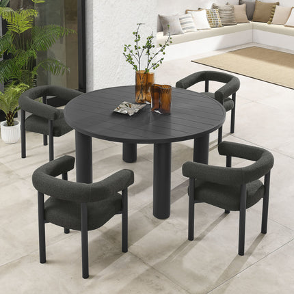 Modway EEI-7063 Nautica 5-Piece Round Outdoor Patio Aluminum Dining Table and Chairs Set Modway