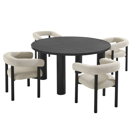 Modway EEI-7063 Nautica 5-Piece Round Outdoor Patio Aluminum Dining Table and Chairs Set Modway