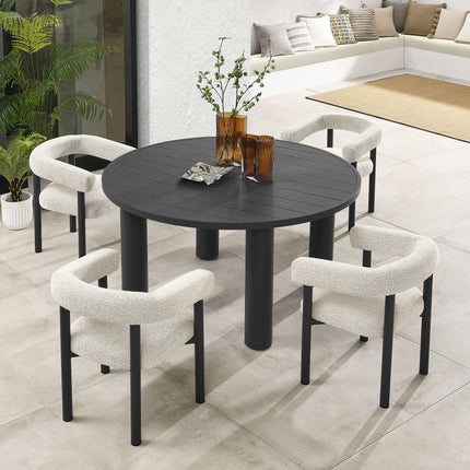 Modway EEI-7063 Nautica 5-Piece Round Outdoor Patio Aluminum Dining Table and Chairs Set Modway