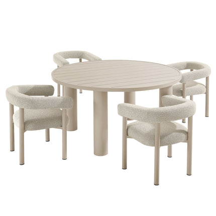 Modway EEI-7063 Nautica 5-Piece Round Outdoor Patio Aluminum Dining Table and Chairs Set Modway