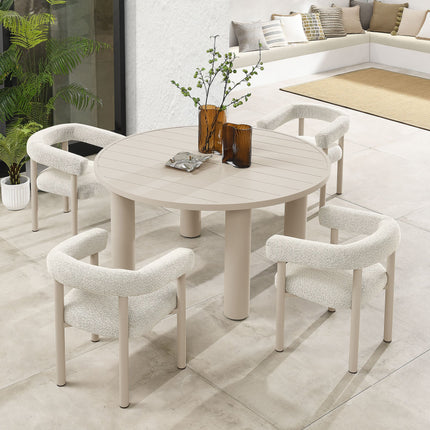 Modway EEI-7063 Nautica 5-Piece Round Outdoor Patio Aluminum Dining Table and Chairs Set Modway