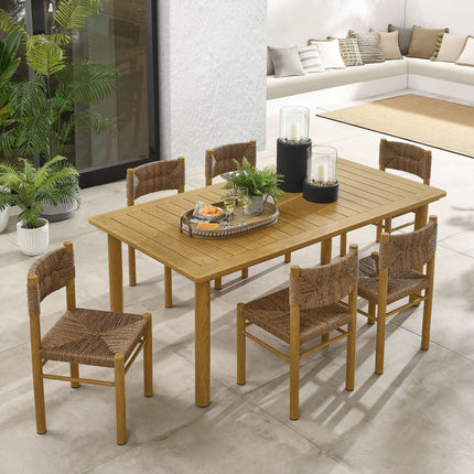 Modway EEI-7064 Parkland 7-Piece Rectangular Outdoor Patio Rattan and Aluminum Dining Table and Chairs Set Modway