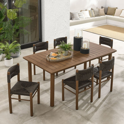 Modway EEI-7064 Parkland 7-Piece Rectangular Outdoor Patio Rattan and Aluminum Dining Table and Chairs Set Modway