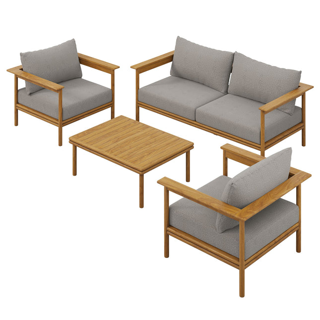 Modway EEI-7065 Wren 4-Piece Outdoor Patio Teak Wood Furniture Set Modway