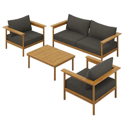 Modway EEI-7065 Wren 4-Piece Outdoor Patio Teak Wood Furniture Set Modway