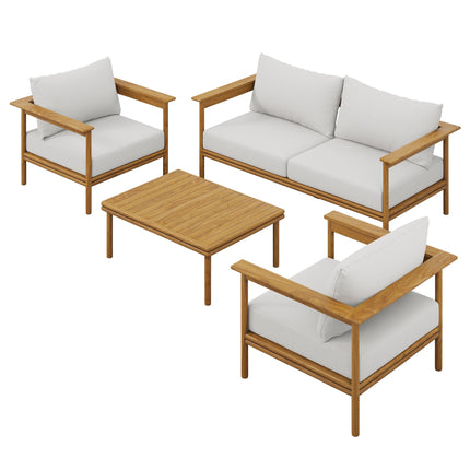 Modway EEI-7065 Wren 4-Piece Outdoor Patio Teak Wood Furniture Set Modway