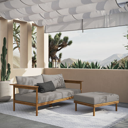 Modway EEI-7066 Wren 2-Piece Outdoor Patio Teak Wood Sofa and Ottoman Set Modway