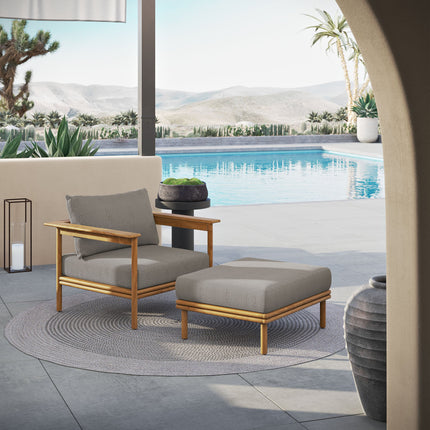 Modway EEI-7067 Wren Outdoor Patio Teak Wood Armchair and Ottoman Set Modway