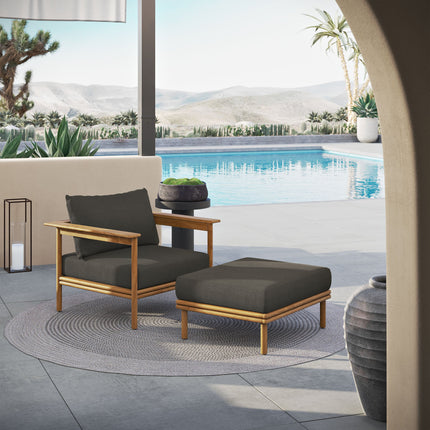 Modway EEI-7067 Wren Outdoor Patio Teak Wood Armchair and Ottoman Set Modway
