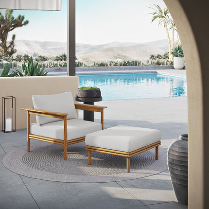 Modway EEI-7067 Wren Outdoor Patio Teak Wood Armchair and Ottoman Set Modway