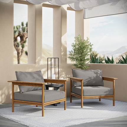 Modway EEI-7068 Wren Outdoor Patio Teak Wood Armchair Set of 2 Modway
