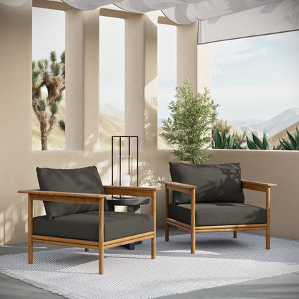 Modway EEI-7068 Wren Outdoor Patio Teak Wood Armchair Set of 2 Modway