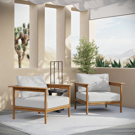 Modway EEI-7068 Wren Outdoor Patio Teak Wood Armchair Set of 2 Modway