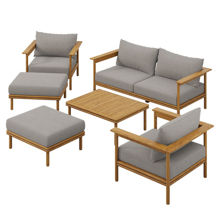 Modway EEI-7069 Wren 6-Piece Outdoor Patio Teak Wood Furniture Set Modway