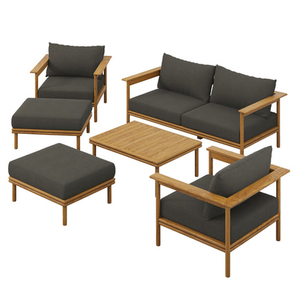 Modway EEI-7069 Wren 6-Piece Outdoor Patio Teak Wood Furniture Set Modway