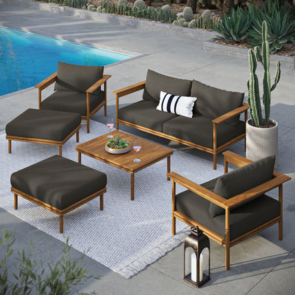 Modway EEI-7069 Wren 6-Piece Outdoor Patio Teak Wood Furniture Set Modway