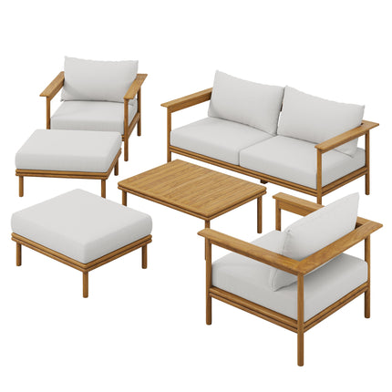 Modway EEI-7069 Wren 6-Piece Outdoor Patio Teak Wood Furniture Set Modway