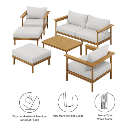 Modway EEI-7069 Wren 6-Piece Outdoor Patio Teak Wood Furniture Set Modway