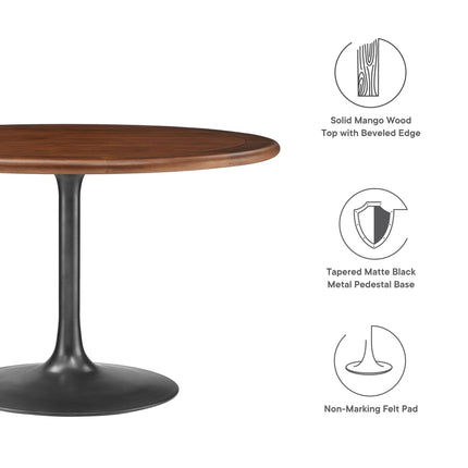 Modway EEI-7070 Lippa 48" Round Pedestal Solid Wood Dining Table Modway