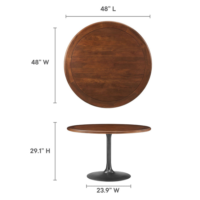 Modway EEI-7070 Lippa 48" Round Pedestal Solid Wood Dining Table Modway