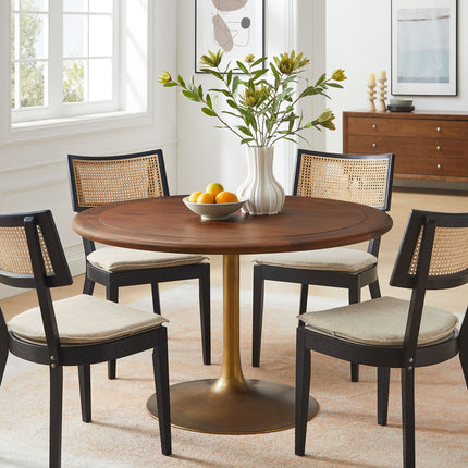 Modway EEI-7070 Lippa 48" Round Pedestal Solid Wood Dining Table Modway