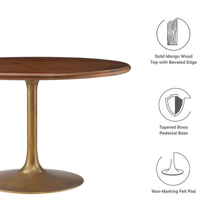Modway EEI-7070 Lippa 48" Round Pedestal Solid Wood Dining Table Modway