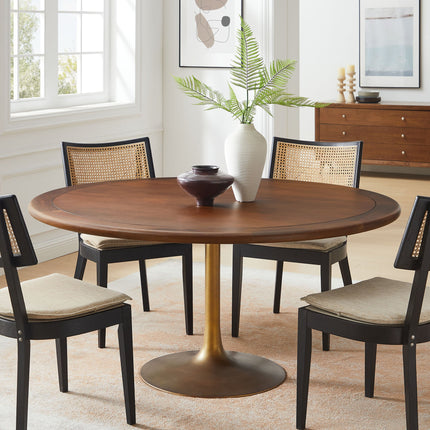 Modway EEI-7071 Lippa 60" Round Pedestal Solid Wood Dining Table Modway