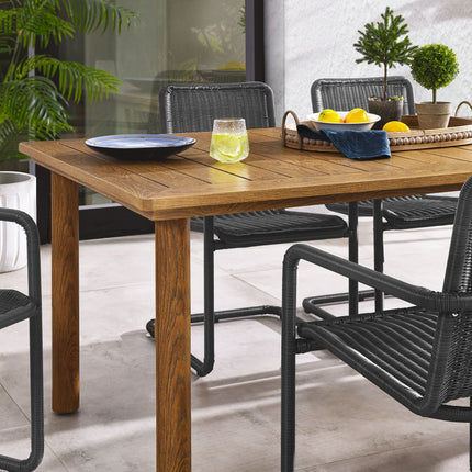 Modway EEI-7073 Abacus 7-Piece Rectangular Outdoor Patio Aluminum Dining Table Set with Rattan Armchairs Modway