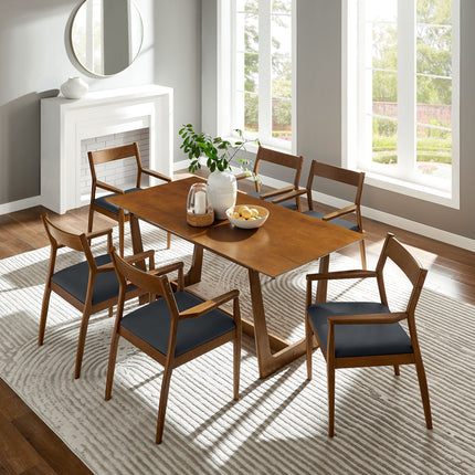 Modway EEI-7075 Solara 7-Piece Wood Dining Set with Vegan Leather Armchairs - Plaza Home Decor