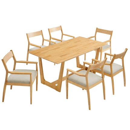 Modway EEI-7076 Solara 7-Piece Wood Dining Set with Fabric Upholstered Armchairs - Plaza Home Decor