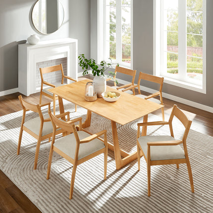 Modway EEI-7076 Solara 7-Piece Wood Dining Set with Fabric Upholstered Armchairs - Plaza Home Decor
