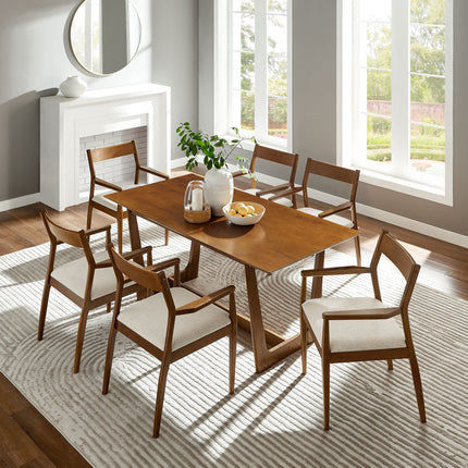 Modway EEI-7076 Solara 7-Piece Wood Dining Set with Fabric Upholstered Armchairs - Plaza Home Decor