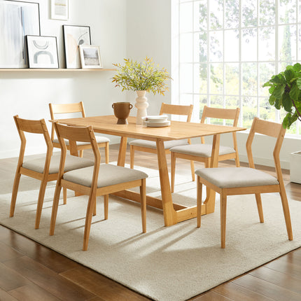 Modway EEI-7079 Solara 7-Piece Wood Dining Set with Fabric Upholstered Side Chairs - Plaza Home Decor
