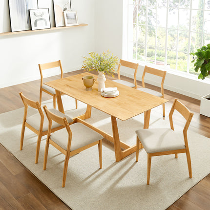 Modway EEI-7079 Solara 7-Piece Wood Dining Set with Fabric Upholstered Side Chairs - Plaza Home Decor