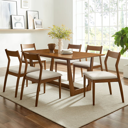 Modway EEI-7079 Solara 7-Piece Wood Dining Set with Fabric Upholstered Side Chairs - Plaza Home Decor