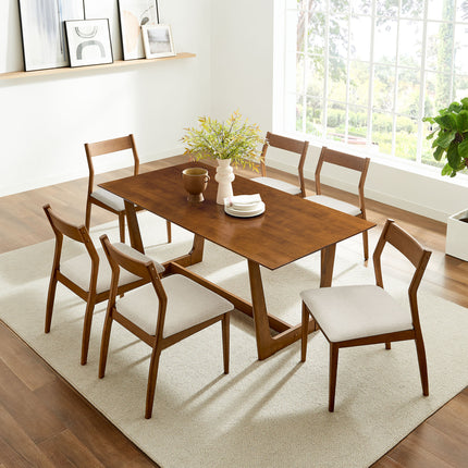 Modway EEI-7079 Solara 7-Piece Wood Dining Set with Fabric Upholstered Side Chairs - Plaza Home Decor