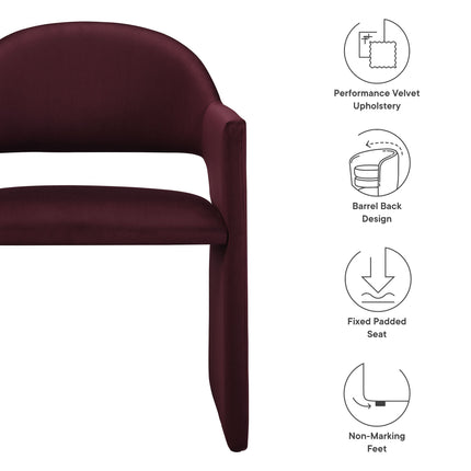 Modway EEI-7081 Talia Performance Velvet Dining Armchair - Plaza Home Decor