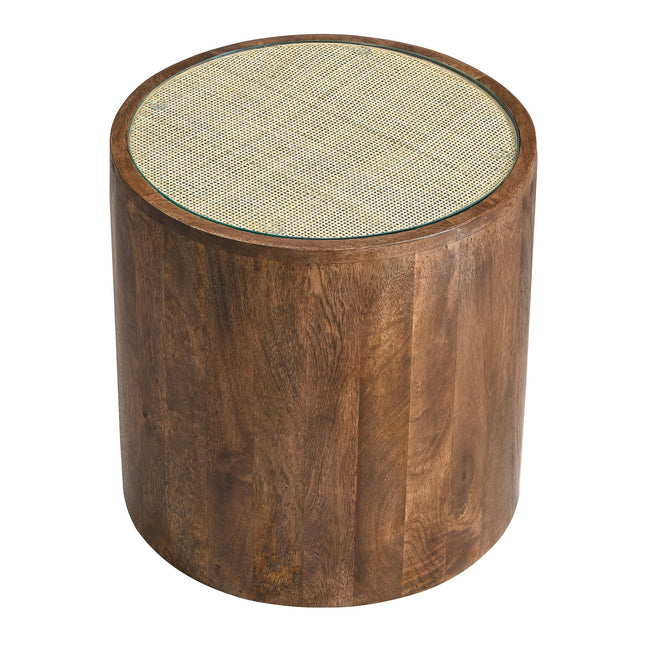 Modway EEI-7085 Truett Round Wood Rattan Side Table Modway