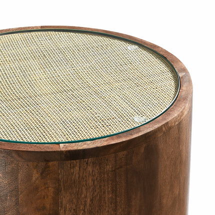 Modway EEI-7085 Truett Round Wood Rattan Side Table Modway