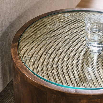 Modway EEI-7085 Truett Round Wood Rattan Side Table Modway
