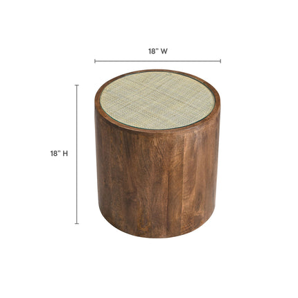 Modway EEI-7085 Truett Round Wood Rattan Side Table Modway