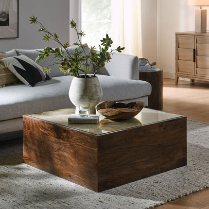 Modway EEI-7086 Truett Square Wood Rattan Coffee Table Modway