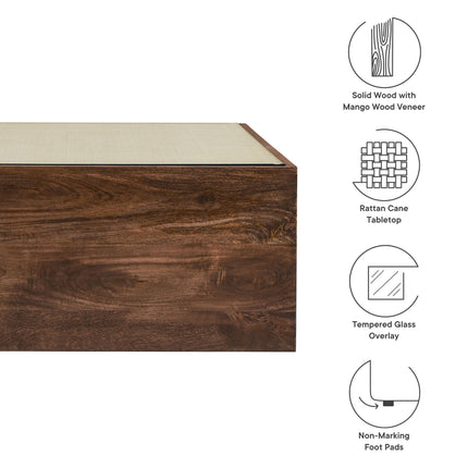 Modway EEI-7086 Truett Square Wood Rattan Coffee Table Modway