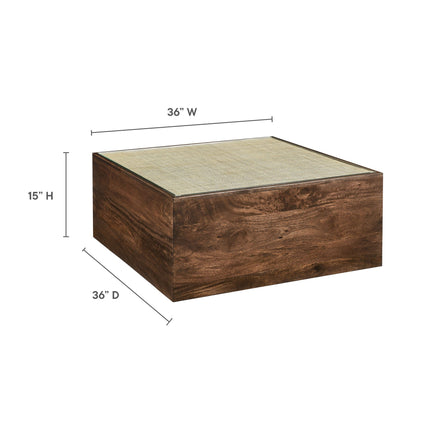 Modway EEI-7086 Truett Square Wood Rattan Coffee Table Modway