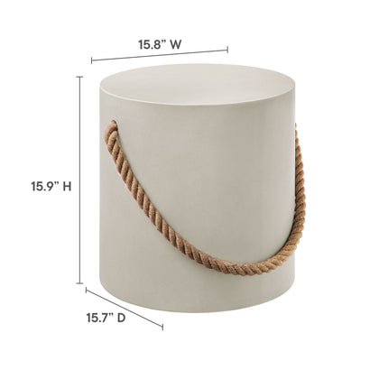 Modway EEI-7089 Isera Indoor - Outdoor Patio Rope Concrete Side Table Stool Modway