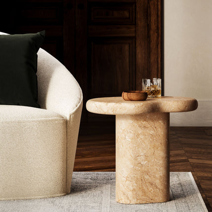 Modway EEI-7094 Elowen Indoor - Outdoor Patio Textured Faux Travertine Side Table Modway